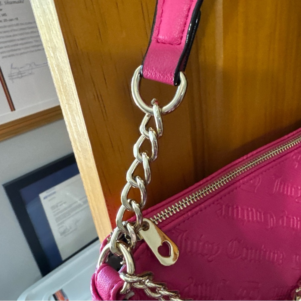 Juicy Couture Pink FlashNot Your Babe  Shoulder Bag with Gold Chain. With Charms - Picture 7 of 13